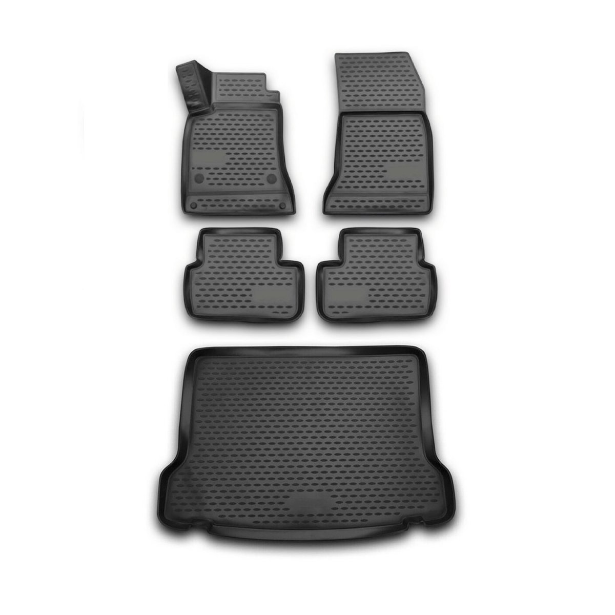 Mercedes GLA Class Floor-Trunk Mats - Omac - SUV KIT 3D - Black - 2015 Mercedes GLA Class Floor-Trunk Mats - Omac - SUV KIT 3D - Black - 2015